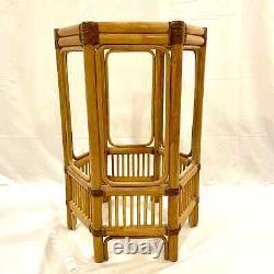 Vintage Bamboo Rattan Dining Table Pedestal Base McGuire Style