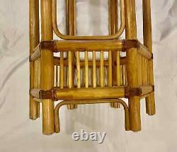 Vintage Bamboo Rattan Dining Table Pedestal Base McGuire Style