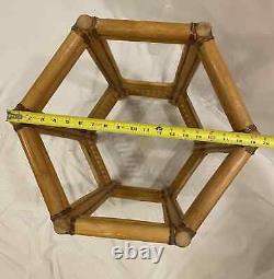 Vintage Bamboo Rattan Dining Table Pedestal Base McGuire Style