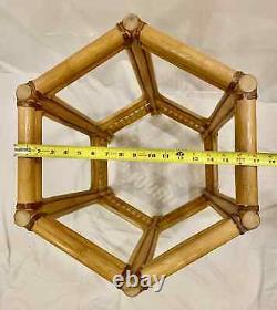 Vintage Bamboo Rattan Dining Table Pedestal Base McGuire Style