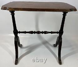 Vintage Brass Claw Foot Chippendale Style Rectangle Wood Side End Table