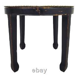 Vintage Brass Tray Table Side Lamp Chippendale Asian Chinoiserie Ebonized