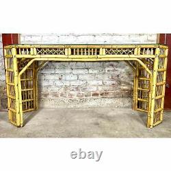 Vintage Brighton Pavilion Chinese Chinoiserie Bamboo Rattan Long Console Table