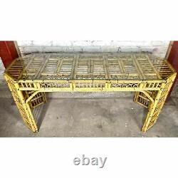 Vintage Brighton Pavilion Chinese Chinoiserie Bamboo Rattan Long Console Table