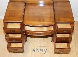 Vintage Burr Walnut Dressing Table & Stool With Trifold Mirrors Part Of Suite