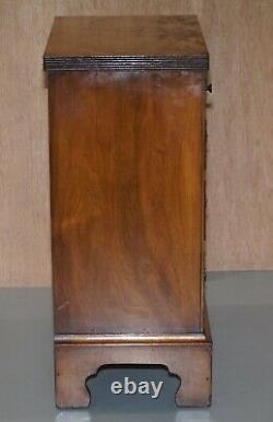 Vintage Burr Walnut Side Table Sized Chest Of Drawers With Butlers Serving Tray