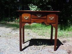 Vintage Cherry Chippendale Style Petite Console Hall Table Lowboy Dressing Chest