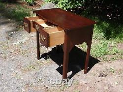 Vintage Cherry Chippendale Style Petite Console Hall Table Lowboy Dressing Chest