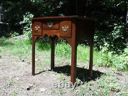 Vintage Cherry Chippendale Style Petite Console Hall Table Lowboy Dressing Chest