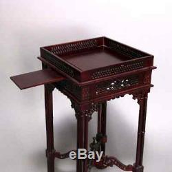 Vintage Chinese Chippendale Cutout and Bamboo Form Mahogany Side Stand
