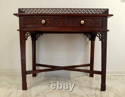 Vintage Chinese Chippendale Style Carved Mahogany Silver Table
