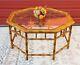 Vintage Chippendale Coffee Table, 1980's Faux Bamboo Hexagon, Huge, Chinoiserie