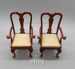 Vintage Chippendale Dining Table & 6 Chairs Dollhouse Miniature 112