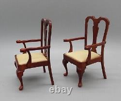 Vintage Chippendale Dining Table & 6 Chairs Dollhouse Miniature 112