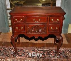 Vintage Chippendale Mahogany Low Boy Dresser Chest Dressing Table Vanity
