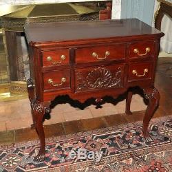 Vintage Chippendale Mahogany Low Boy Dresser Chest Dressing Table Vanity