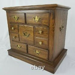 Vintage Chippendale Nightstand End Table 5 Drawer Oak Wood Pennsylvania House