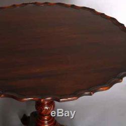 Vintage Chippendale Style Carved Mahogany Tilt Top Pie Crust Table, circa 1930
