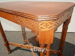 Vintage Chippendale Style Carved Side Table with Eight Legs