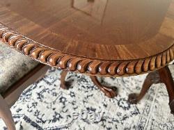 Vintage Chippendale Style Dining Table Set with 10 Chairs & 2 Leafs