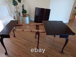 Vintage Chippendale Style EXPANDABLE 21-78 long Mahogany TABLE 3 Leaves 1960s