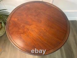 Vintage Chippendale Style Mahogany Pie Crust Table with Glass Top