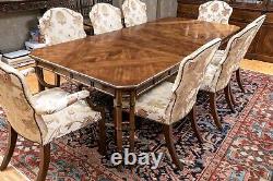Vintage Chippendale Style Parquetry Top Extension Dining Table