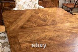 Vintage Chippendale Style Parquetry Top Extension Dining Table