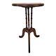 Vintage Chippendale Style Pedestal Table Plant Stand Leather Top Faux Bamboo