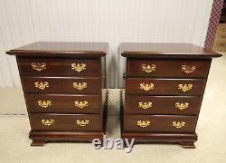Vintage Chippendale Style Solid Cherry 4 Drawer Tall Bachelor Chests