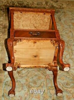 Vintage Chippendale Table with drawer and bottom shelf carved ball claw legs