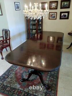 Vintage Chippendale-style Double Pedestal Walnut Dining Table