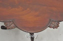 Vintage Crotch Mahogany Chippendale Style Pie Crust Pedestal Side Tea Table