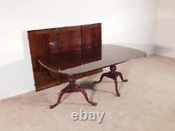 Vintage DREXEL Ball & Claw Chippendale Flame Mahogany Dining Table w 3 Leaves