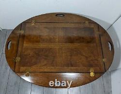 Vintage DREXEL Mahogany Wood Butler Tray Coffee Table Drop Leaf Chippendale