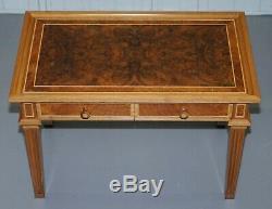 Vintage David Linley Signed 1995 Walnut & Sycamore Wood Side Table With Drawers