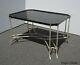 Vintage Dennis & Leen Chippendale Chinioiserie Black Coffee Table W Silver Base