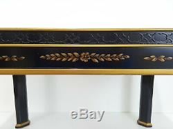 Vintage Drexel Heritage Asian Black Lacquer Side End Table Chinese Chinoiserie