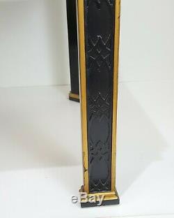 Vintage Drexel Heritage Asian Black Lacquer Side End Table Chinese Chinoiserie