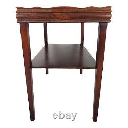 Vintage End Table Accent Flame Mahogany Tray Style Top Chippendale Federal