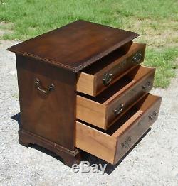 Vintage English Provincial style Mahogany Banded Chest End Table Night Stand