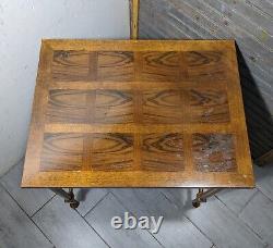 Vintage English Regency Chippendale Style Faux Bamboo Wood Nesting Side Table