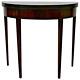 Vintage Expanding Console Game Table Solid Mahogany Hidden Storage Demilune