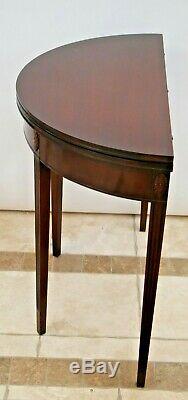 Vintage Expanding Console Game Table solid Mahogany hidden storage demilune