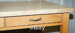 Vintage Farmhouse Kitchen Dining Table Six Drawer With Scrub Work Block Top