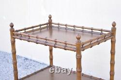 Vintage Faux Bamboo Chinese Chippendale Hollywood Regency Wood Bar Cart Server