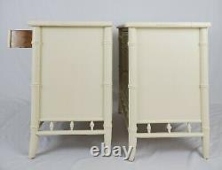 Vintage Faux Bamboo End Table Cabinet Pair Palm Beach Regency Century Furniture