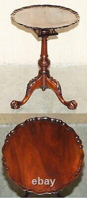 Vintage Flamed Mahogany Thomas Chippendale Claw & Ball Tripod Table Rotating Top