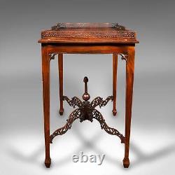 Vintage Galleried Silver Table, English, Ornate, Chippendale Revival, Late 20th