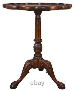 Vintage George III Chippendale Style Mahogany Pie Crust Side Table Ball Claw 29